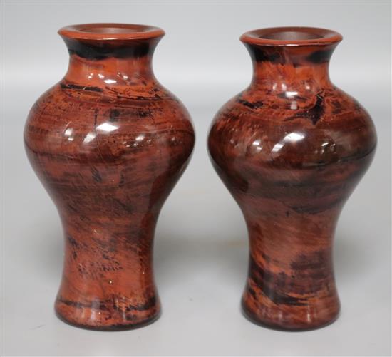 A pair of Chinese realgar glass vases, 19th/20th century